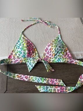 Victoria's Secret Neon Rainbow Leopard Print Triangle Bikini Top